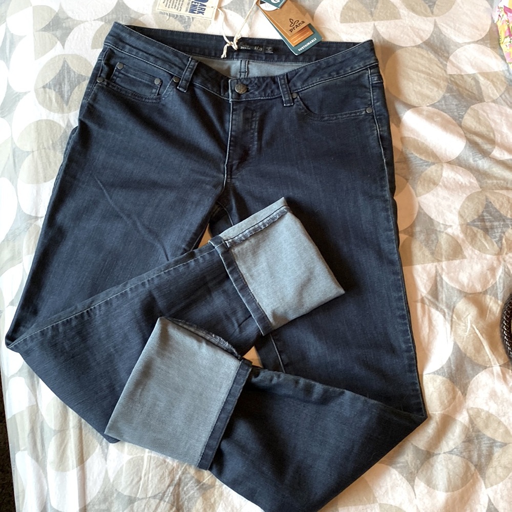 PrAna dark straight leg jean.